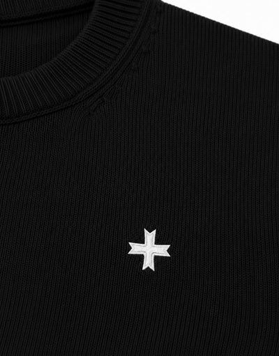 Maglia girocollo con logo jacquard sul retro