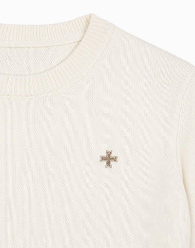 Maglia girocollo con logo jacquard sul retro