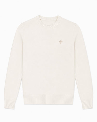 Maglia girocollo con logo jacquard sul retro