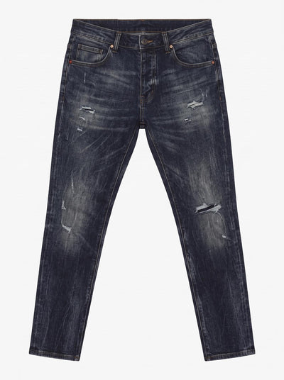 Jeans slim fit Sammy dark blue con ricamo a contrasto