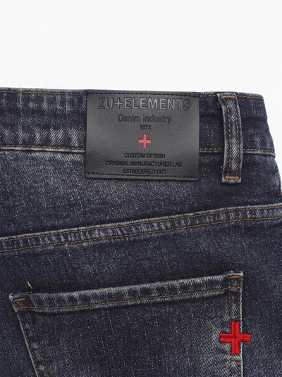 Jeans slim fit Sammy dark blue con ricamo a contrasto