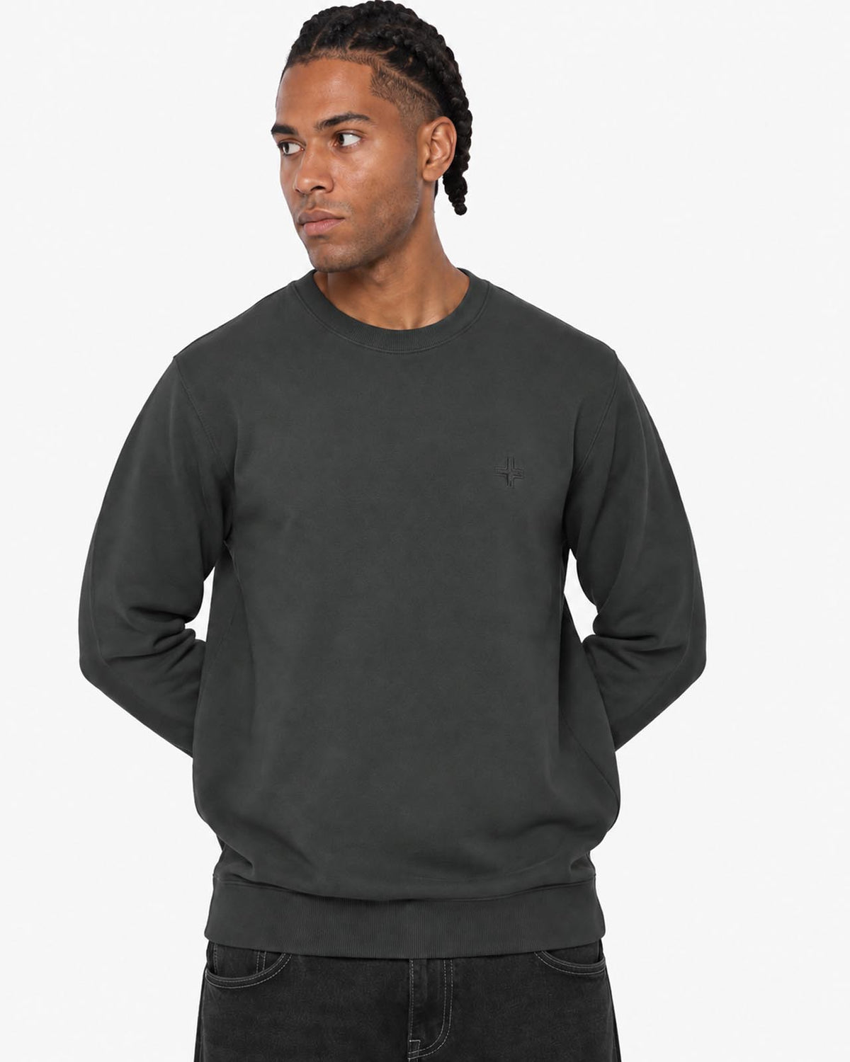 Maglia girocollo in viscosa con logo in tono