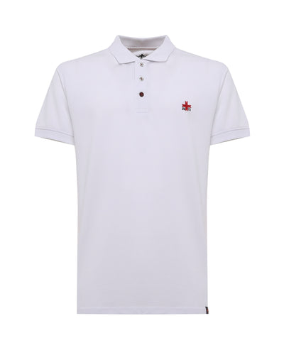 Polo piquet in puro cotone con logo ricamato e bottoni logati