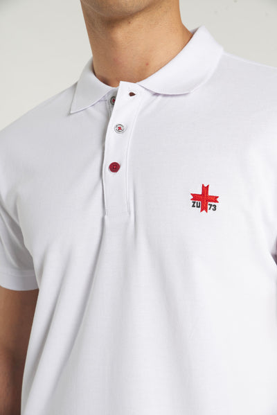 Polo piquet in puro cotone con logo ricamato e bottoni logati