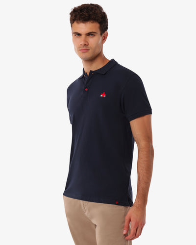 Polo piquet in puro cotone con logo ricamato e bottoni logati