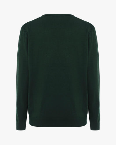 Maglia girocollo con logo in applicazione metallica