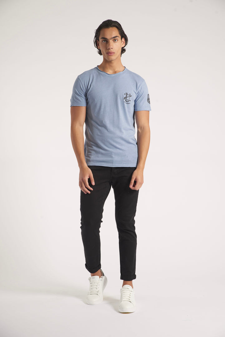T-shirt in garment dye con stampa