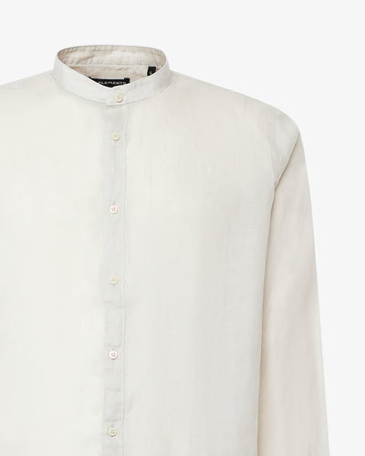 Camicia in puro lino con collo coreano e vestibilità regular