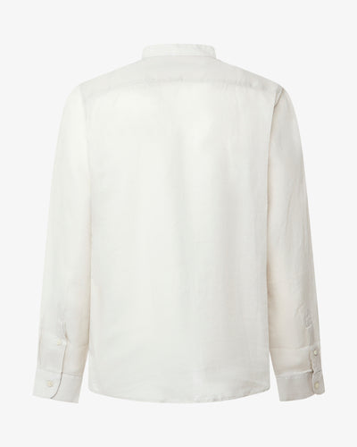 Camicia in puro lino con collo coreano e vestibilità regular