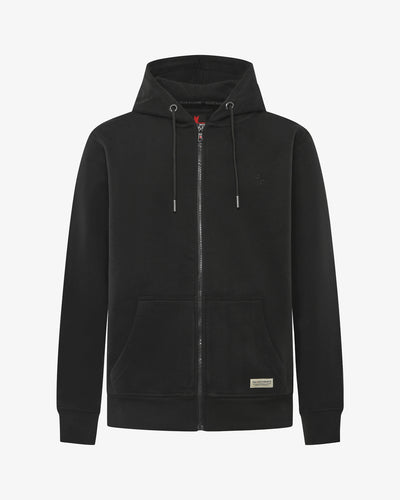 Felpa zip con cappuccio e logo in tono