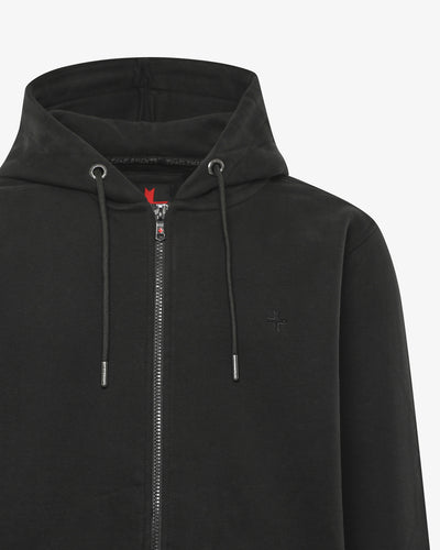 Felpa zip con cappuccio e logo in tono