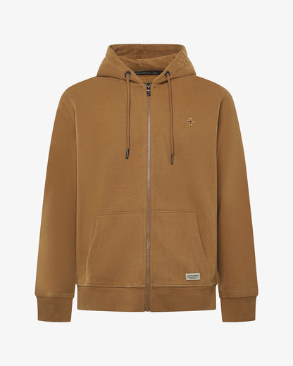 Felpa zip con cappuccio e logo in tono