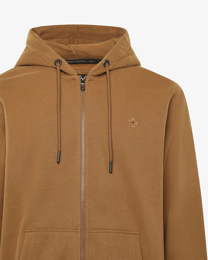 Felpa zip con cappuccio e logo in tono
