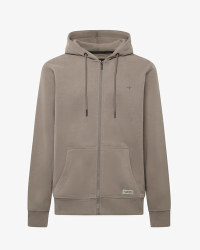 Felpa zip con cappuccio e logo in tono