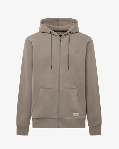 Felpa zip con cappuccio e logo in tono