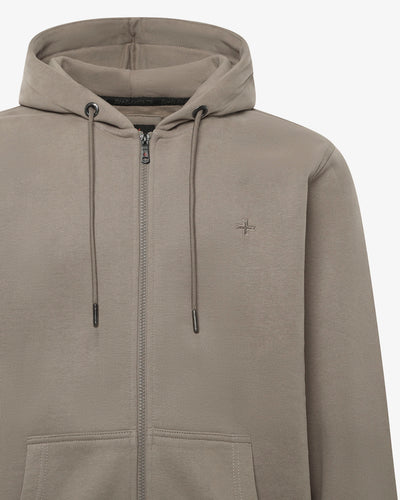 Felpa zip con cappuccio e logo in tono