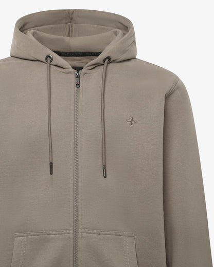 Felpa zip con cappuccio e logo in tono