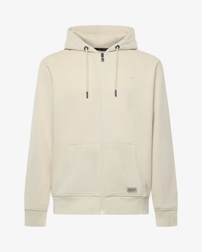 Felpa zip con cappuccio e logo in tono