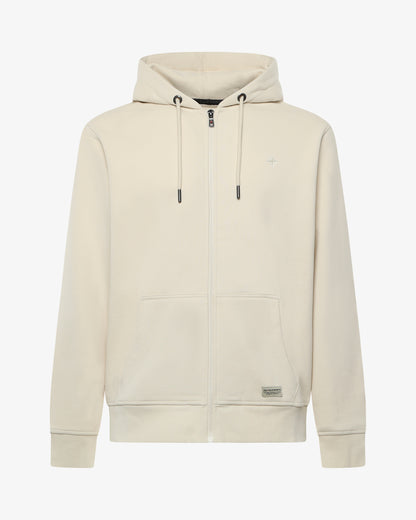 Felpa zip con cappuccio e logo in tono