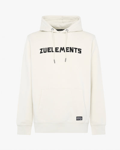 Crewneck sweatshirt with hood and embroidered Zu pockets