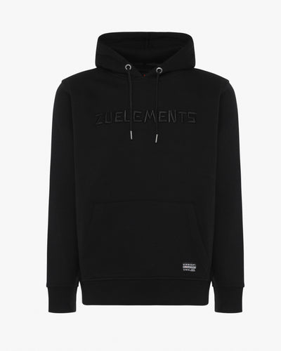 Crewneck sweatshirt with hood and embroidered Zu pockets