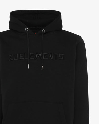 Crewneck sweatshirt with hood and embroidered Zu pockets