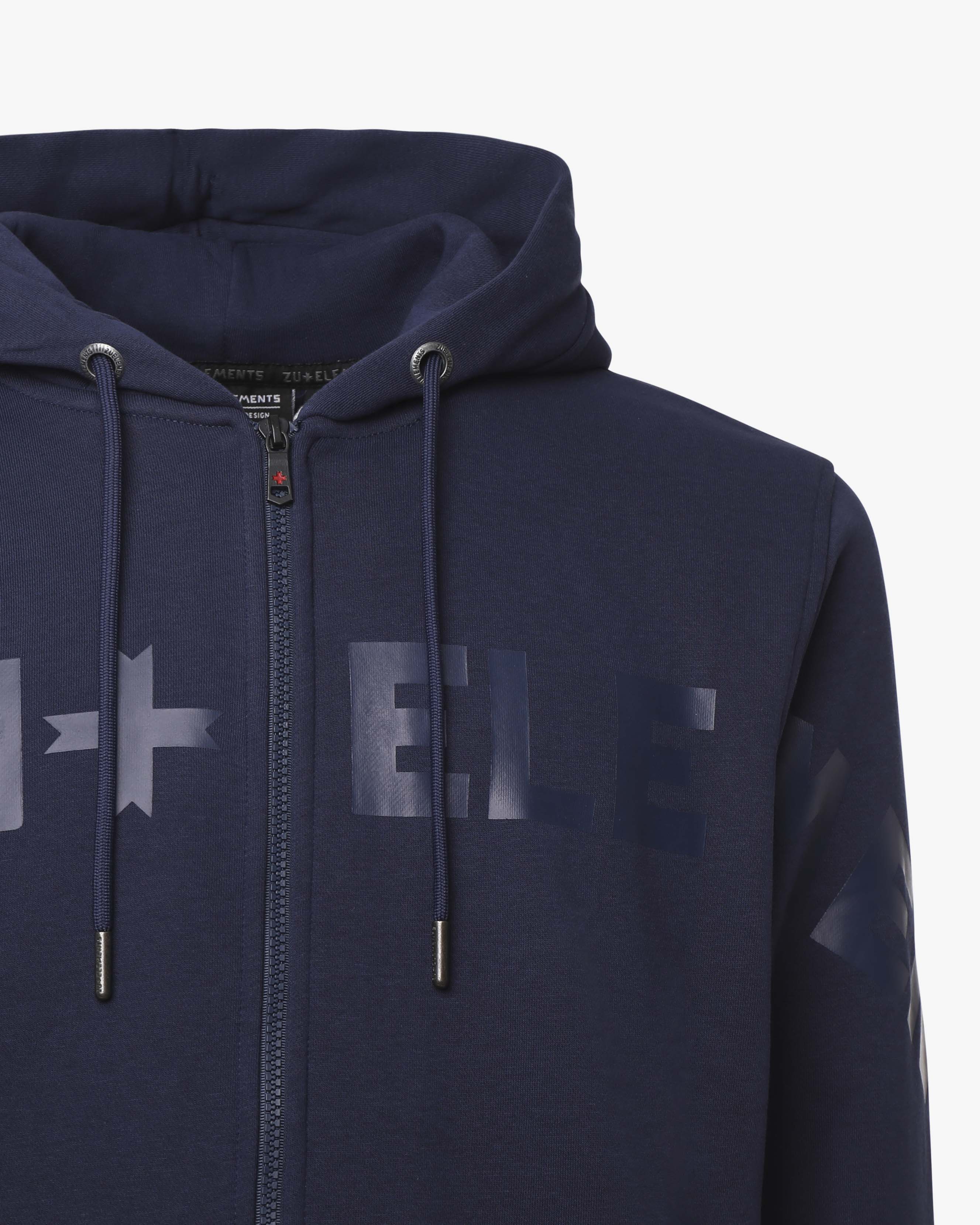 Zip-up hoodie with extended logo – Zu Elements