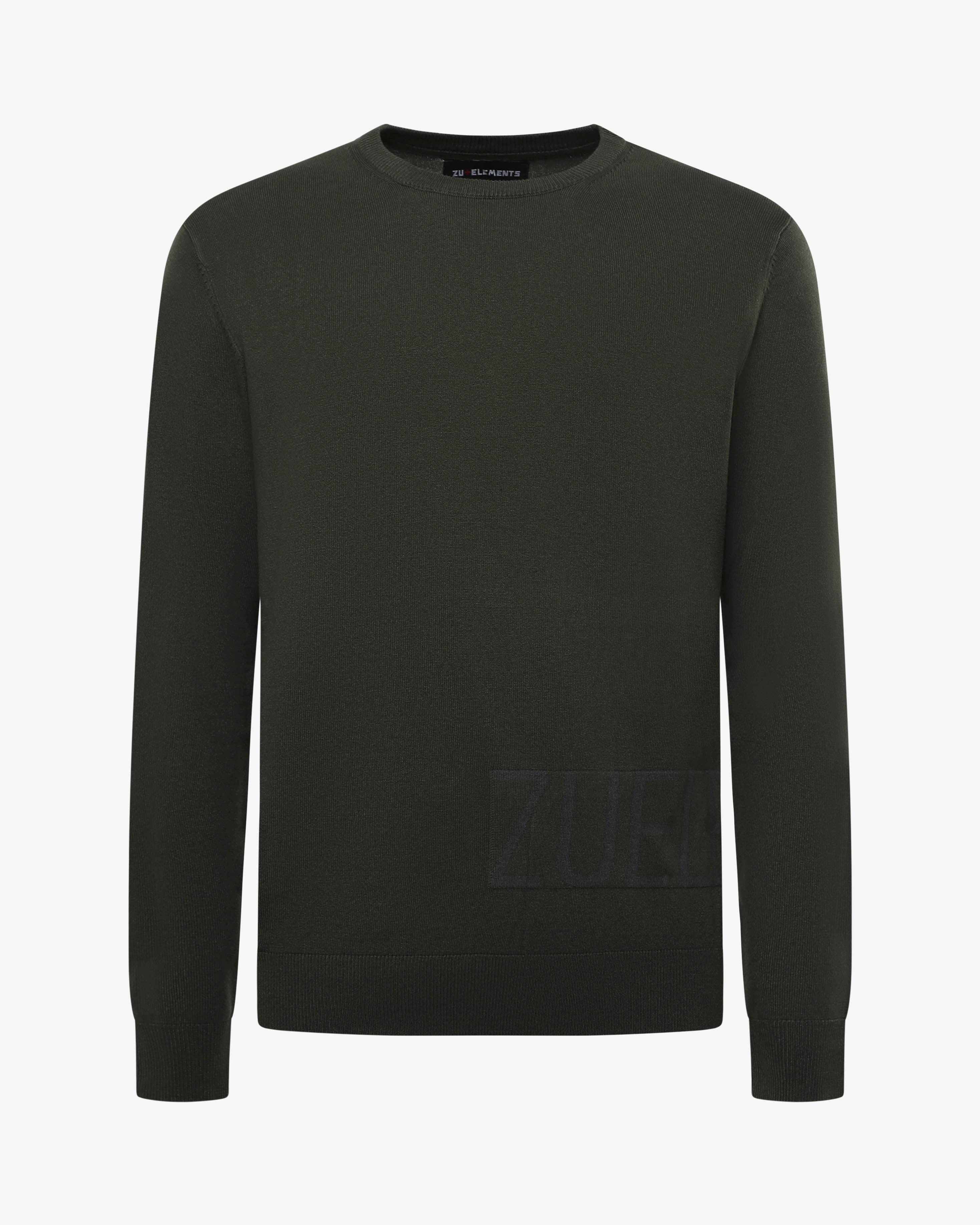 Maglia girocollo colour block, logo a intarsio