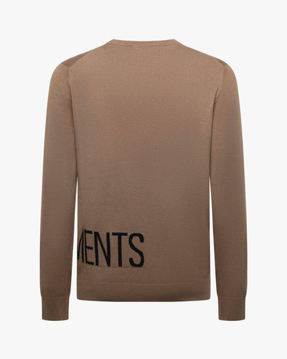 Maglia girocollo colour block, logo a intarsio