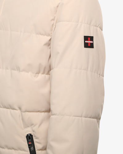 Jacket with hood, zip and button fastening