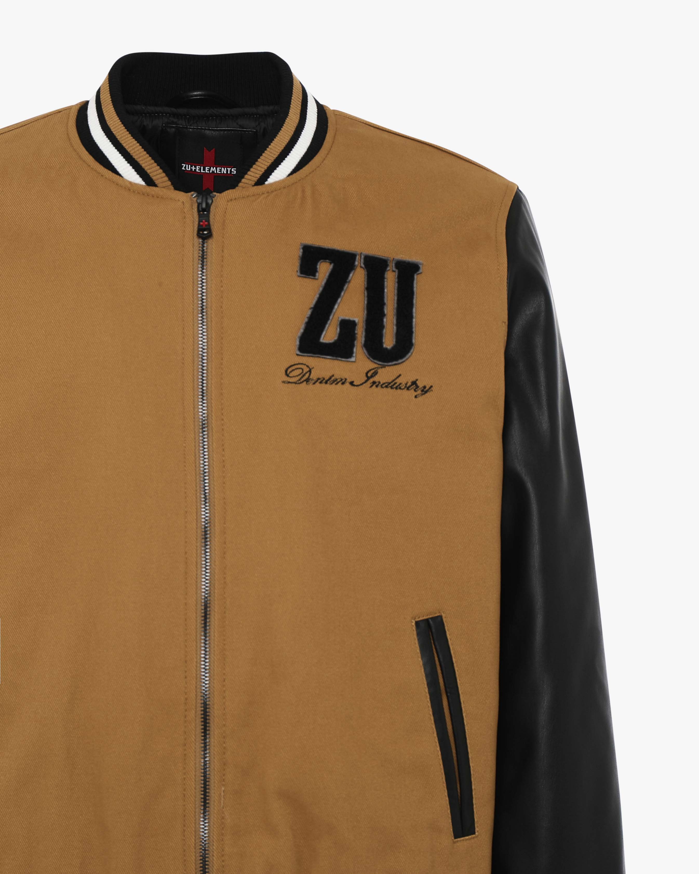 Giubbotto Varsity bimaterico con zip e patch