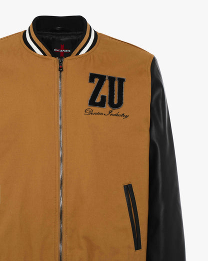 Giubbotto Varsity bimaterico con zip e patch