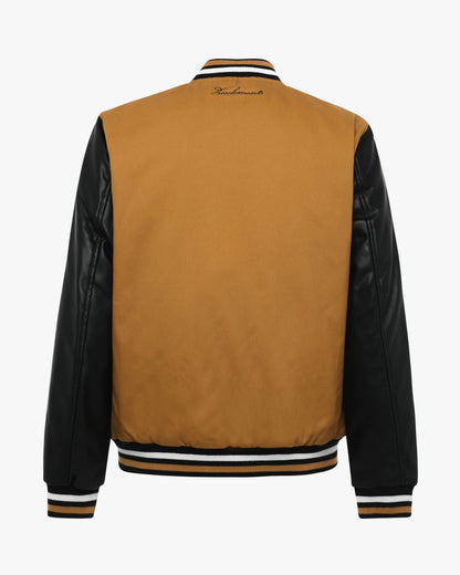 Giubbotto Varsity bimaterico con zip e patch