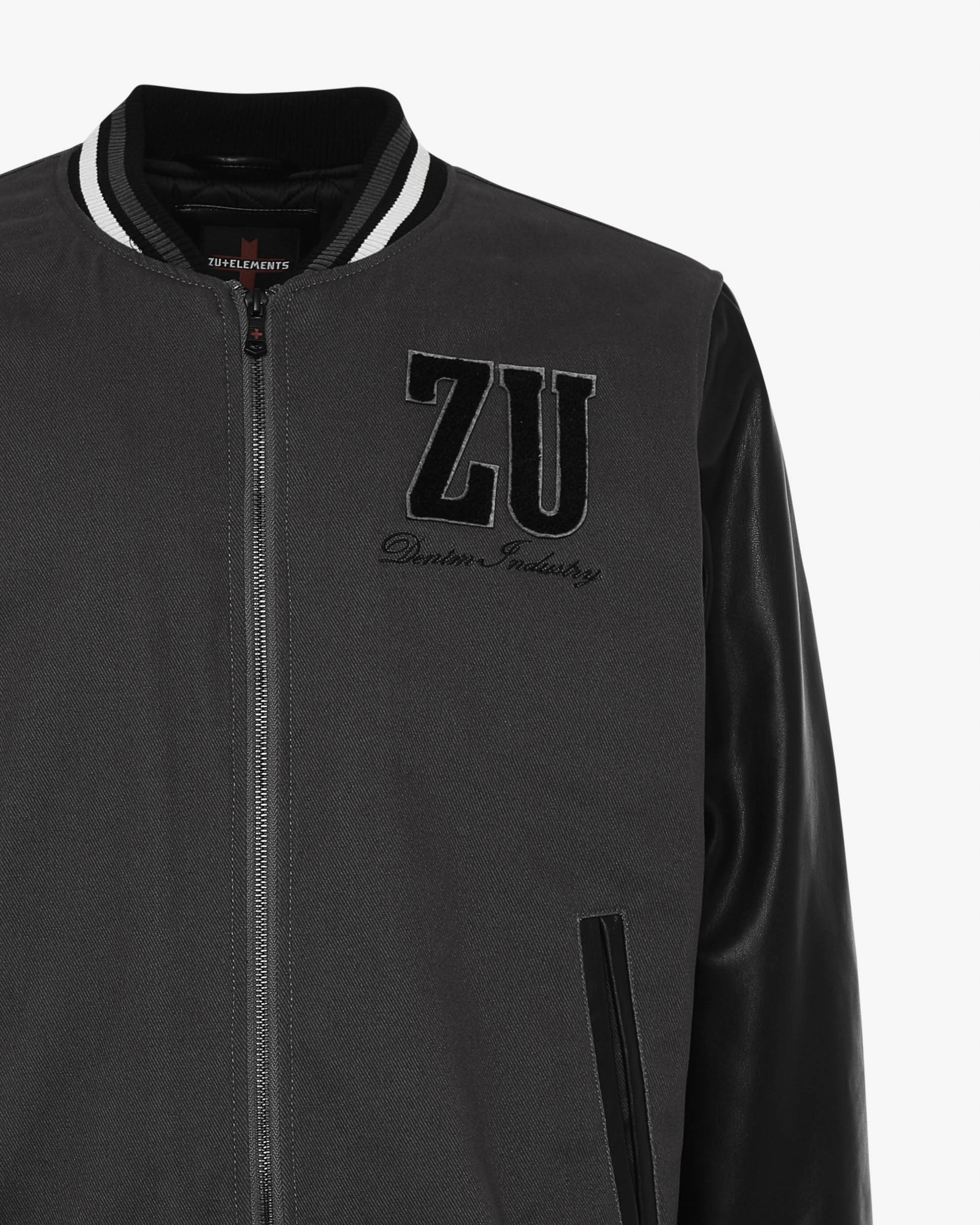 Giubbotto Varsity bimaterico con zip e patch