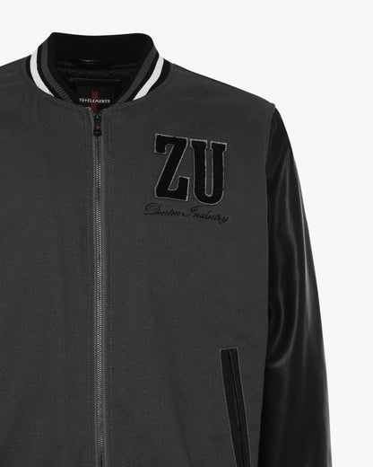 Giubbotto Varsity bimaterico con zip e patch