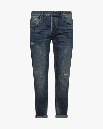 Jeans Slim Fit - Dark Blue con spruzzature