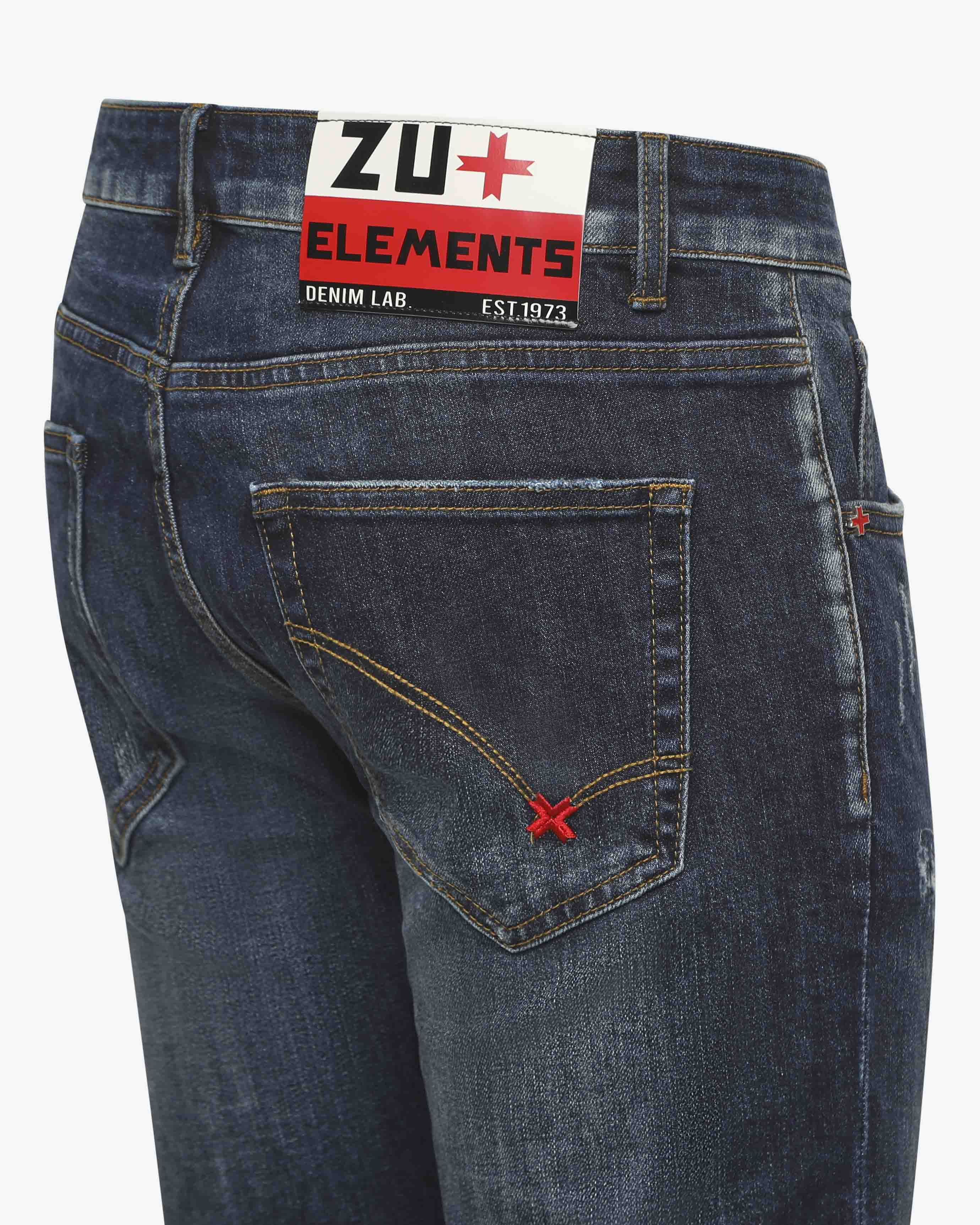 Slim Fit Jeans - Blue with Vintage details