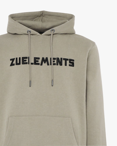 Crewneck sweatshirt with hood and embroidered Zu pockets