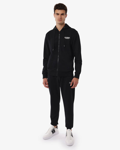 Felpa con cappuccio, zip e micrologo sul lato