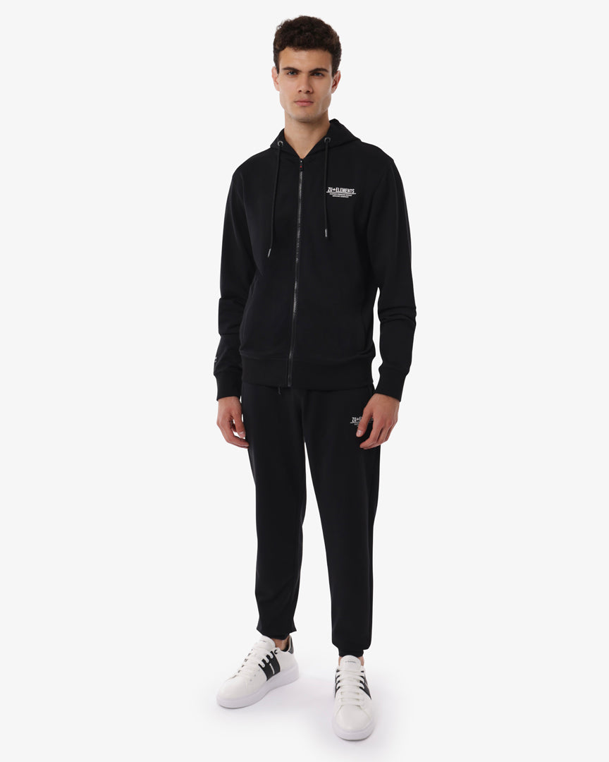 Felpa con cappuccio, zip e micrologo sul lato