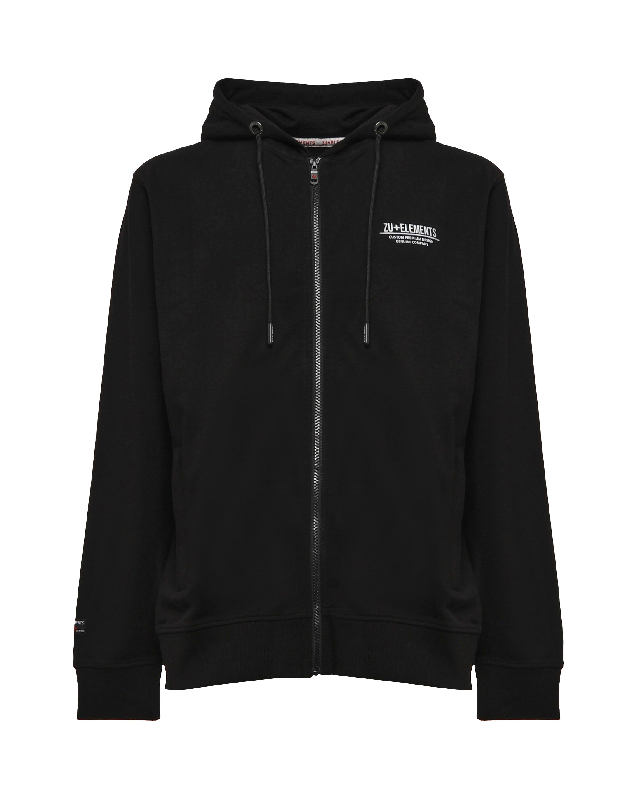 Felpa con cappuccio, zip e micrologo sul lato