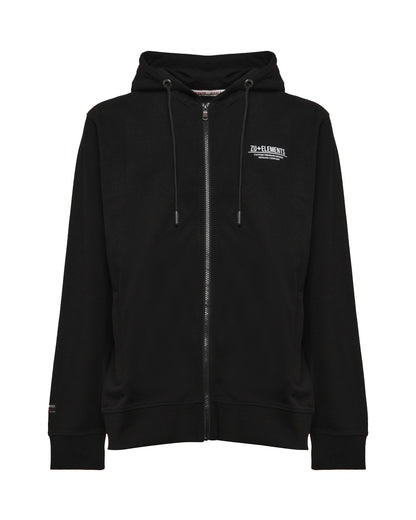 Felpa con cappuccio, zip e micrologo sul lato