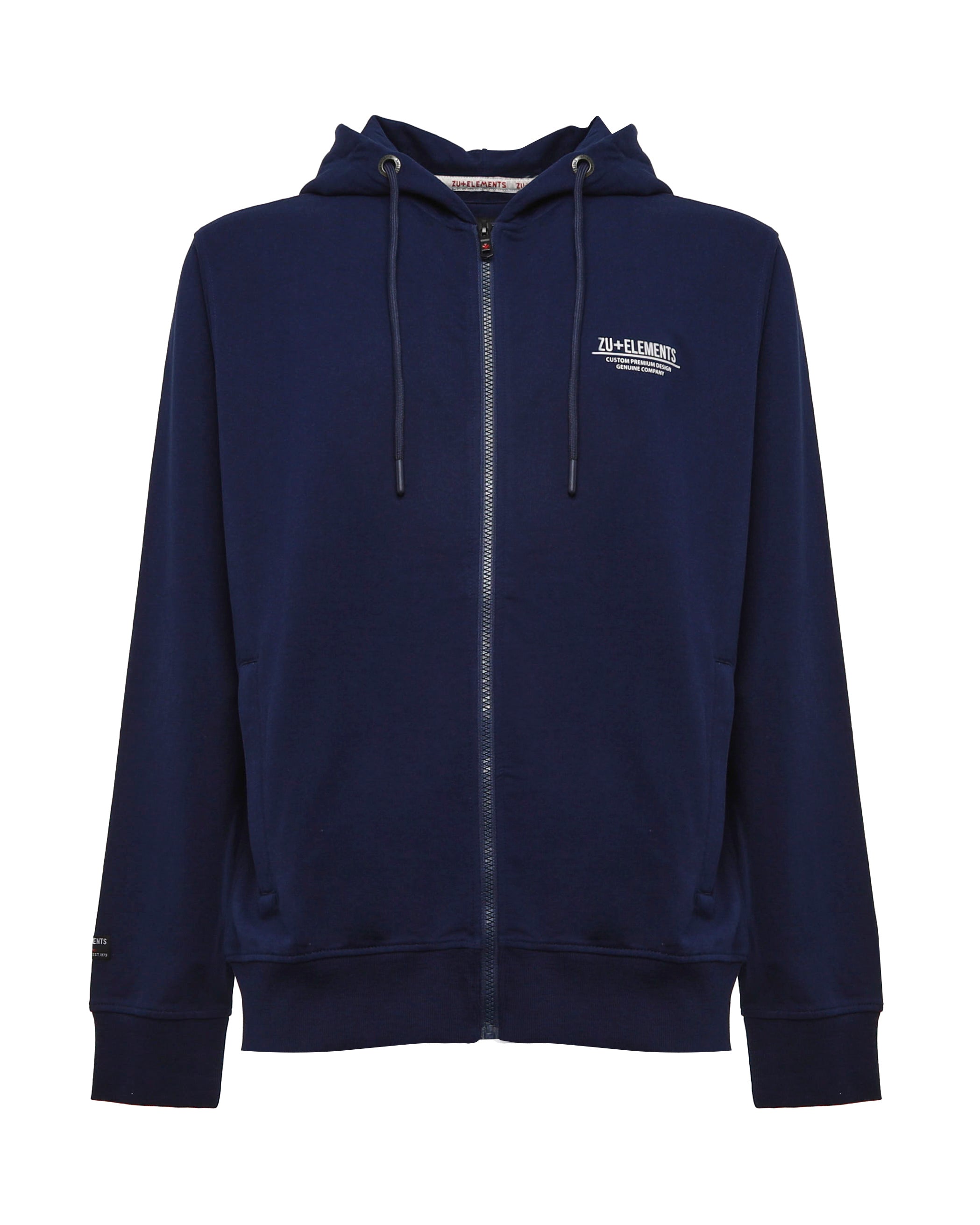 Felpa con cappuccio, zip e micrologo sul lato