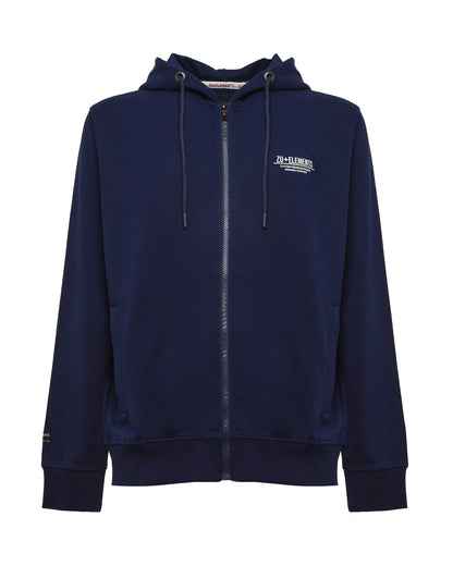Felpa con cappuccio, zip e micrologo sul lato