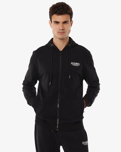 Felpa con cappuccio, zip e micrologo sul lato