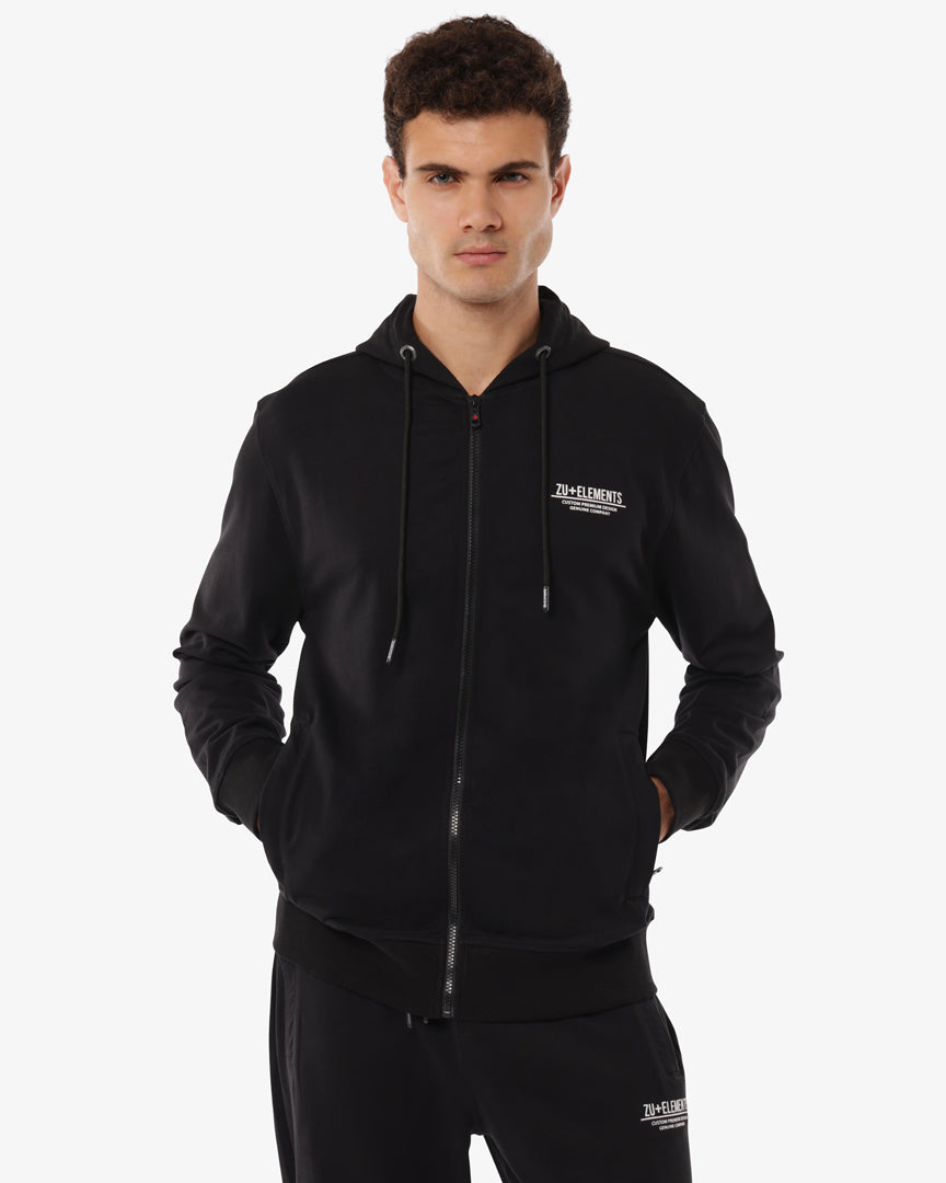 Felpa con cappuccio, zip e micrologo sul lato