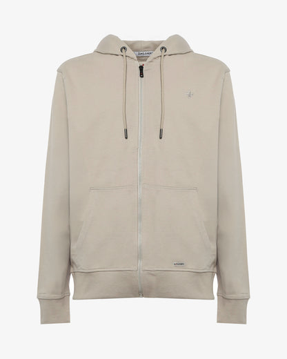 Felpa con zip e cappuccio e con logo ricamato