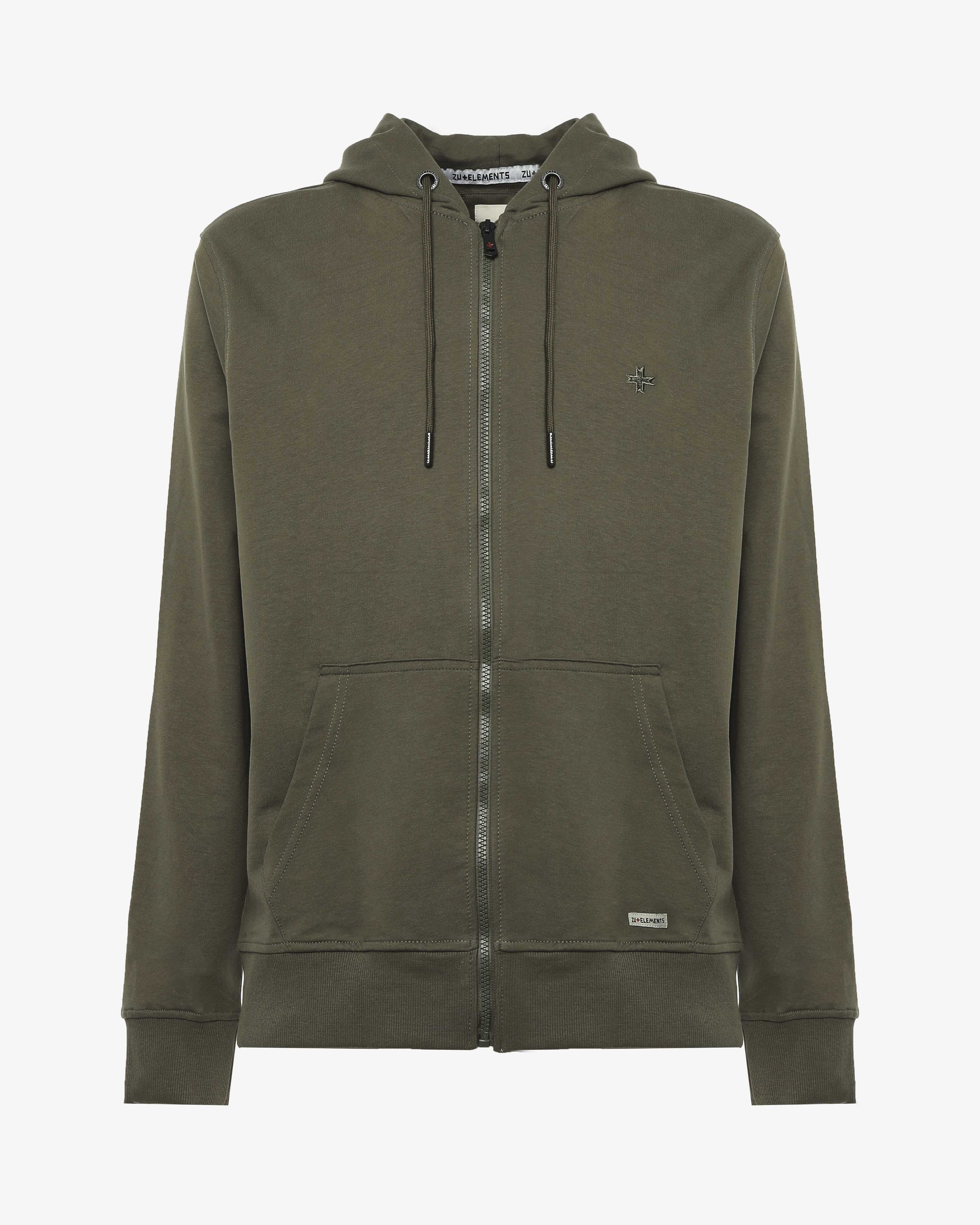 Felpa con zip e cappuccio e con logo ricamato