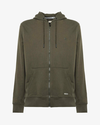 Felpa con zip e cappuccio e con logo ricamato