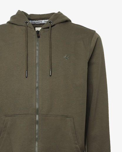 Felpa con zip e cappuccio e con logo ricamato
